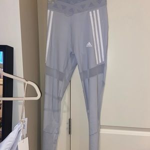 Adidas light baby blue leggings with mesh details